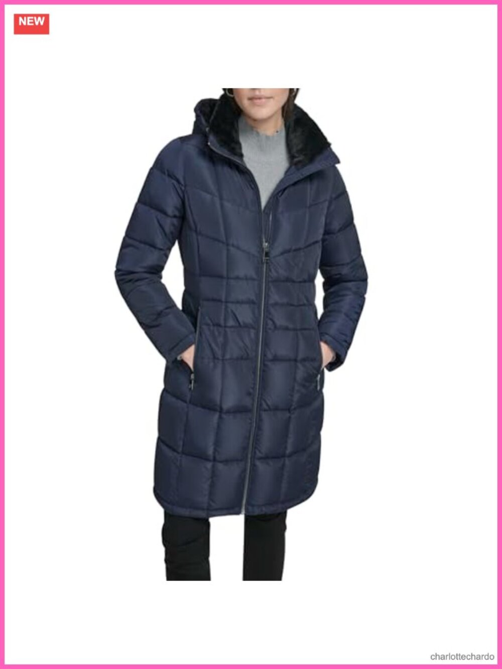 Full Length Hooded Quilted Puffer Coat Zip Up Winter Jacket